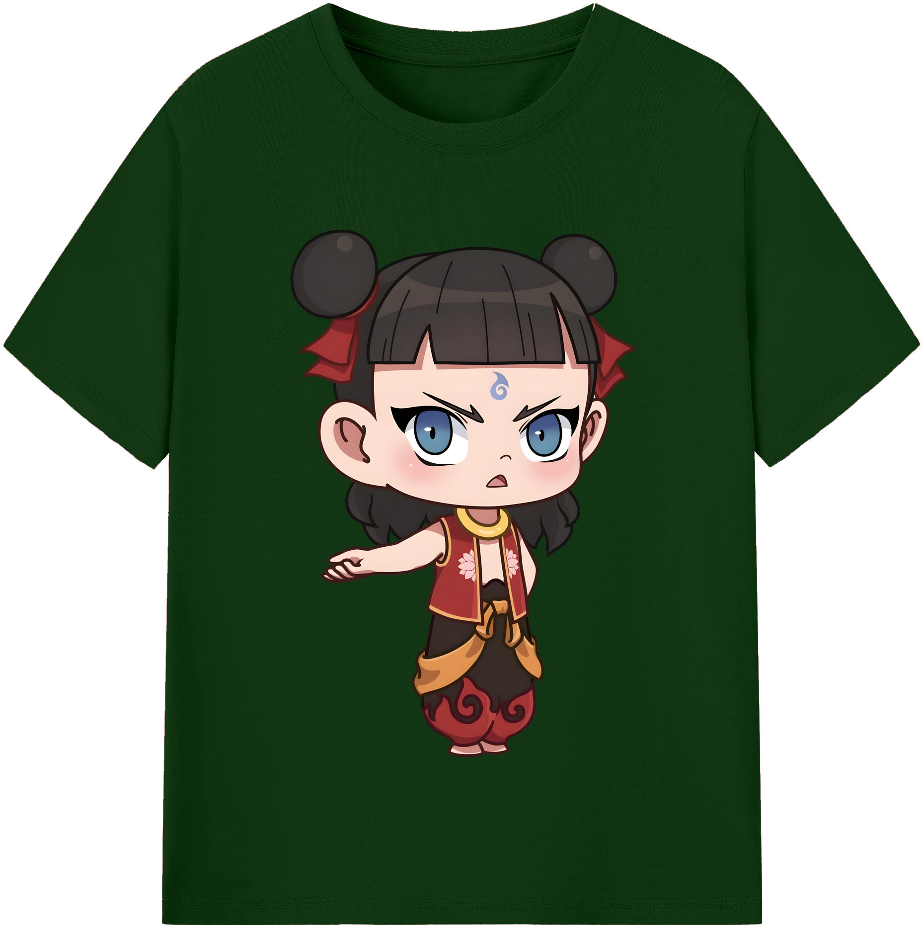 （画像用） Ne Zha 2 ナタ 魔童の大暴れ 綿100％半袖Tシャツ（フロントプリント）